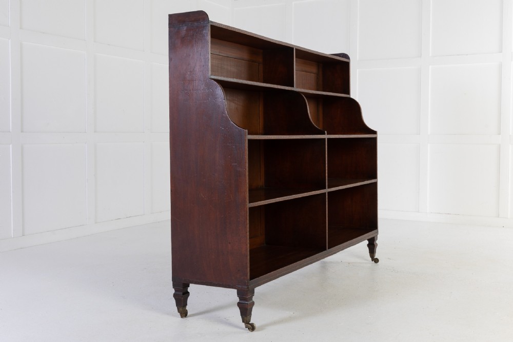 19th Century English Regency Mahogany Waterfall Bookcase View III