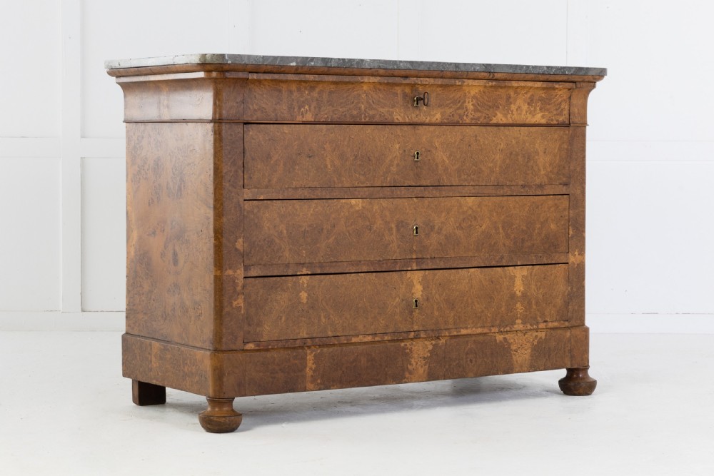 19th Century Burr Oak Commode with Marble Top View VI
