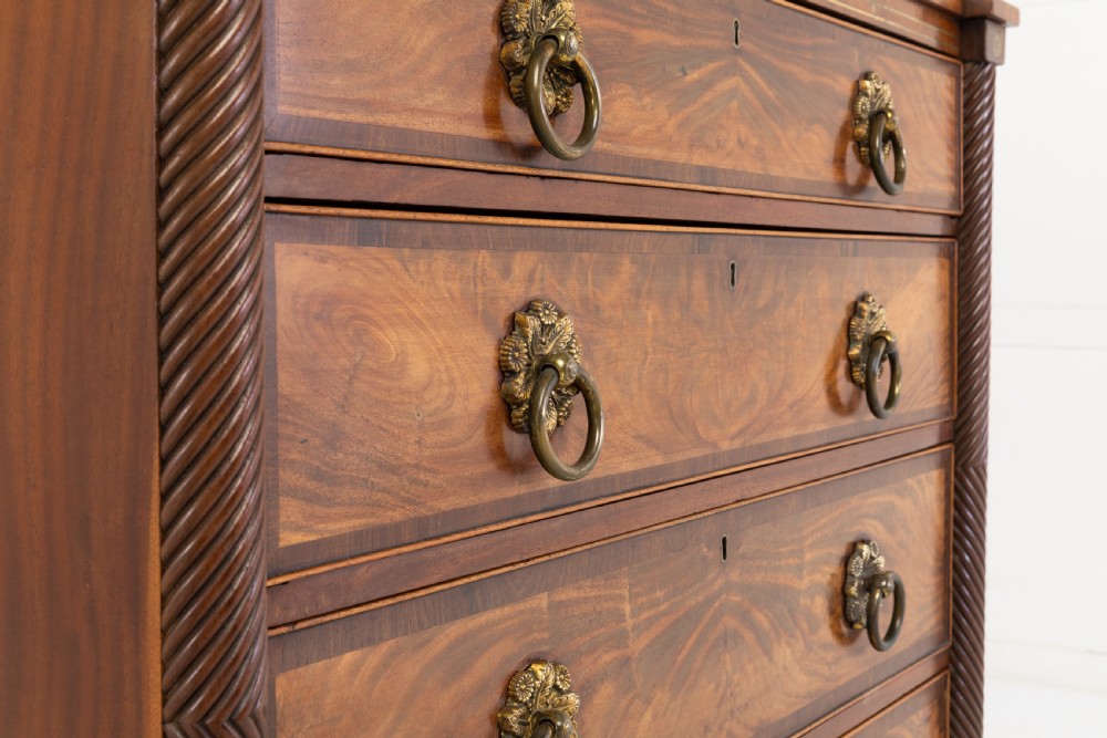19th Century Century Regency Mahogany and Rosewood Chest of Drawers View IV