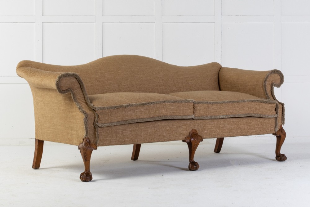 Large 19th Century Walnut Camel Back Sofa