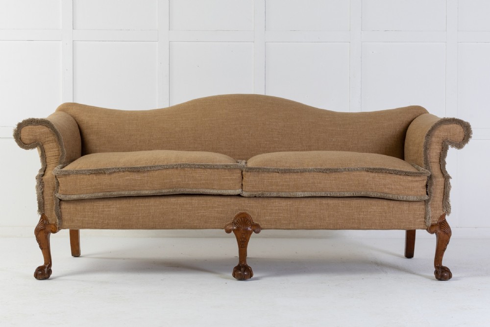 Large 19th Century Walnut Camel Back Sofa View II