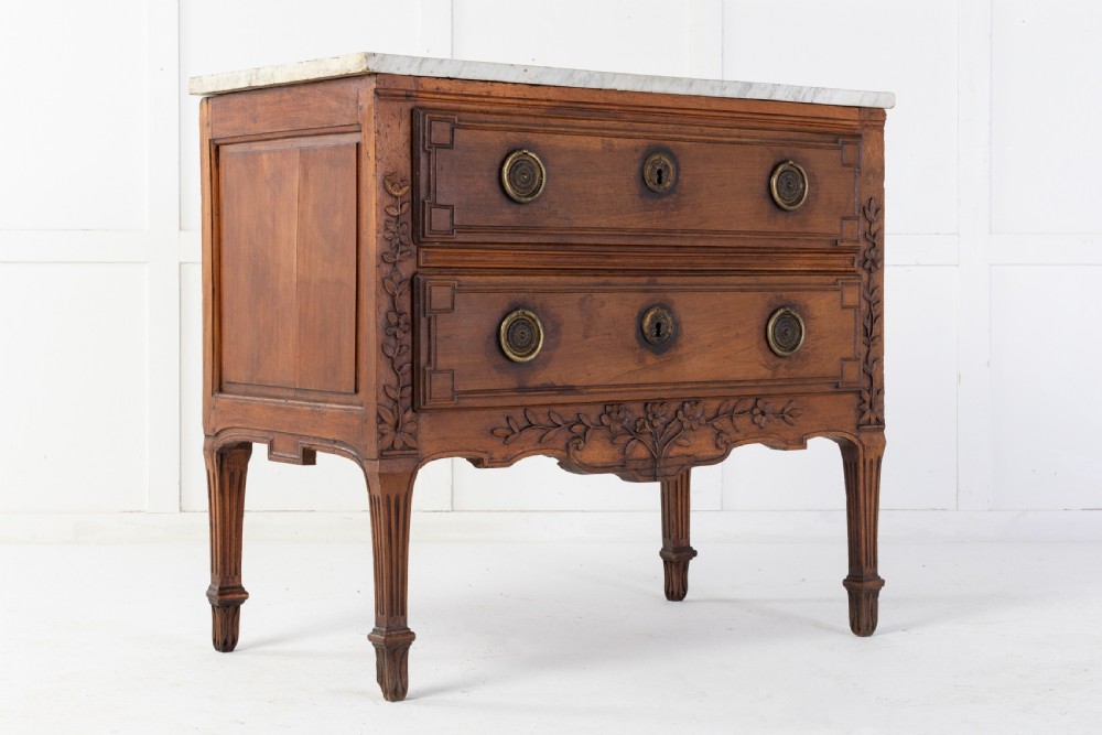 18th Century French Two Drawer Commode with Marble Top