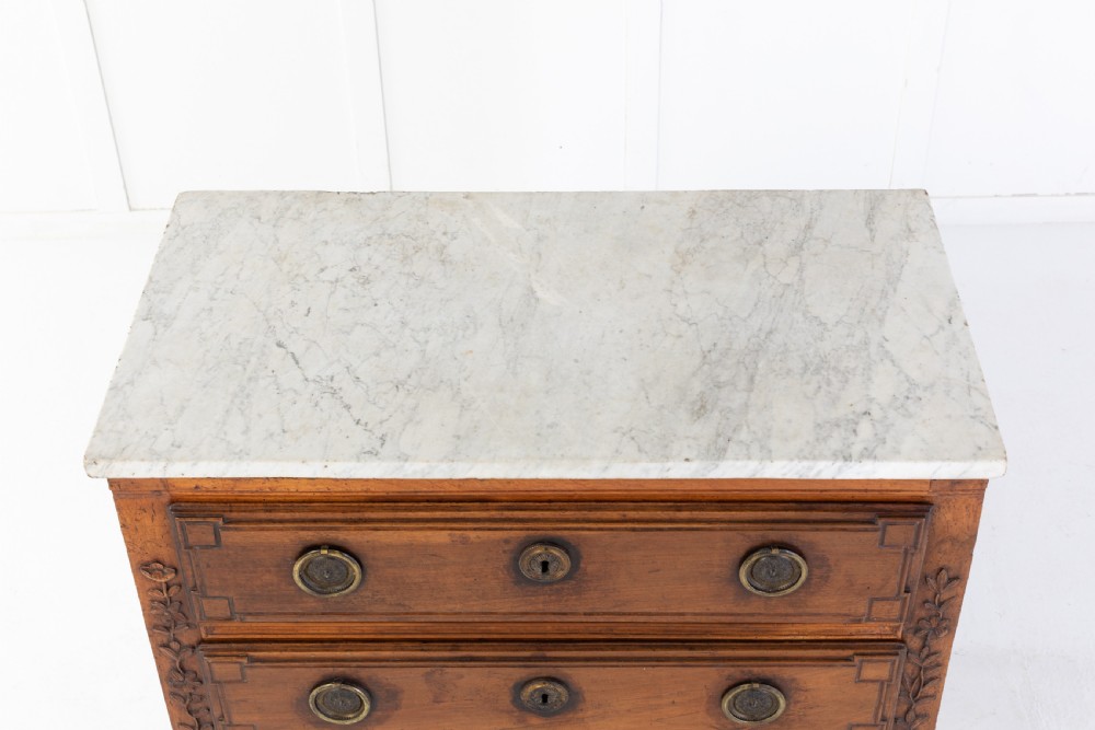 18th Century French Two Drawer Commode with Marble Top View VI