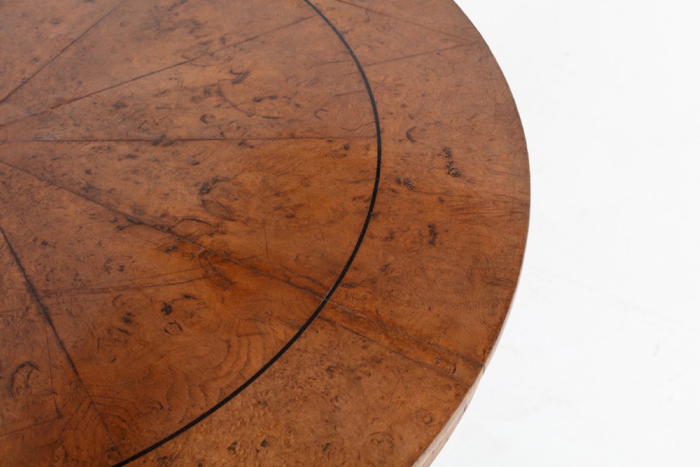 19th Century English Regency Burr Oak Tilt Top Table View IV