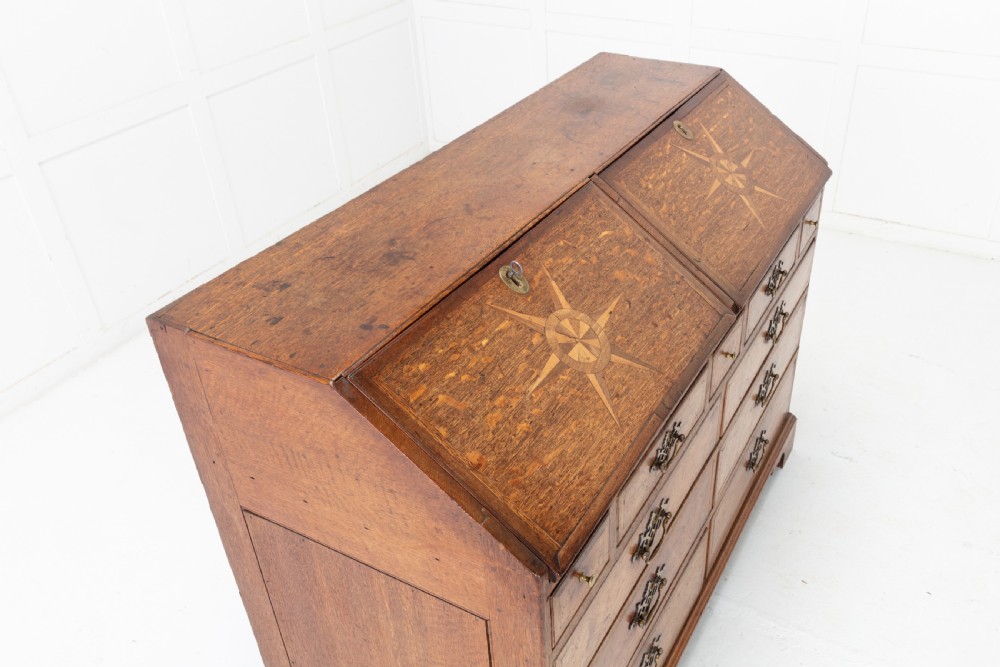 18th Century Estate Oak & Ash English Bureau View III