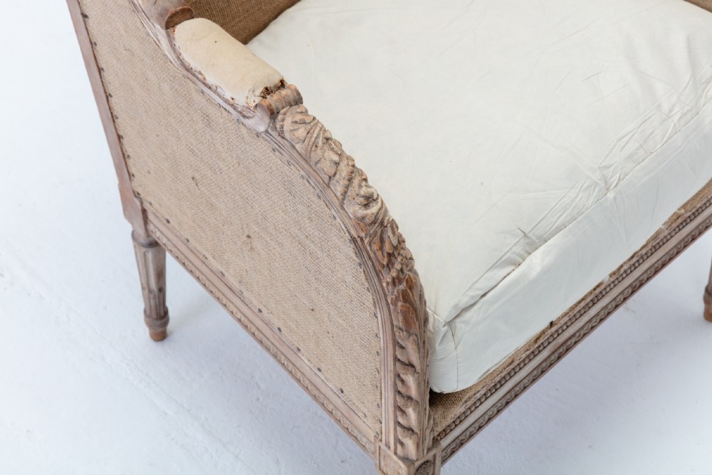 19th Century French Carved Wood Wing Chair View III