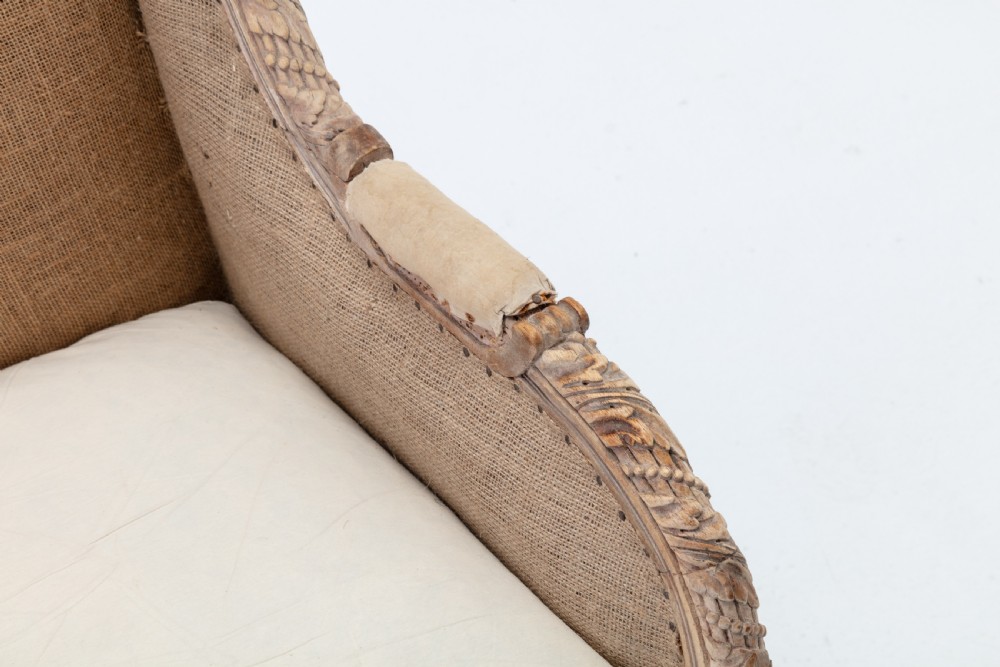 19th Century French Carved Wood Wing Chair View VI