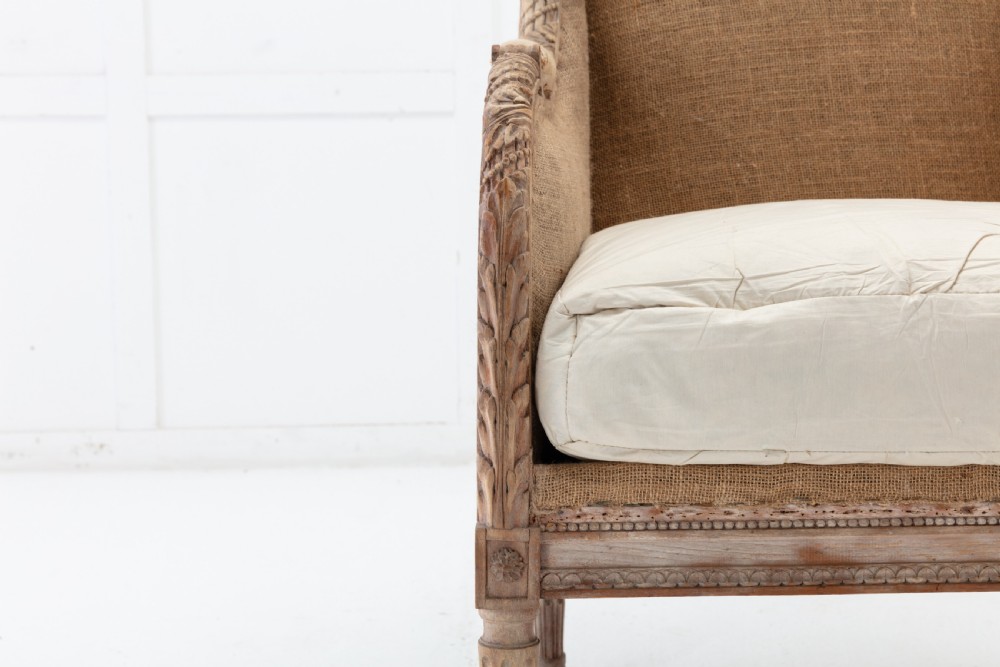 19th Century French Carved Wood Wing Chair View VII