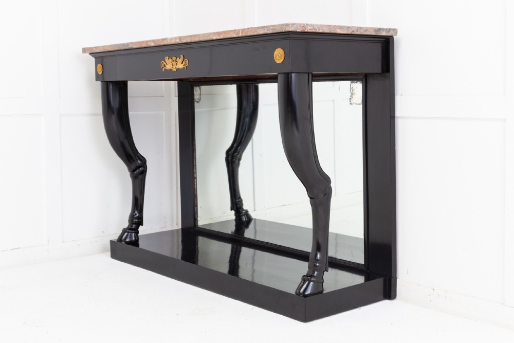 19th Century French Ebonised Console Table with Marble Top