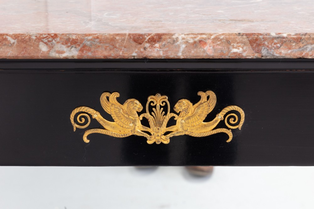 19th Century French Ebonised Console Table with Marble Top View II