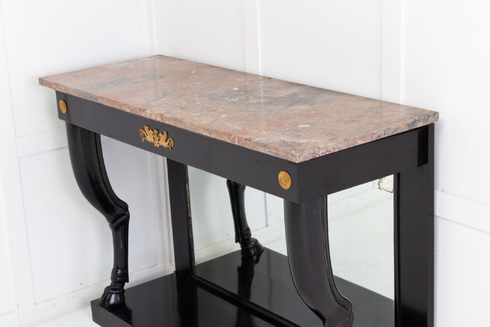 19th Century French Ebonised Console Table with Marble Top View V