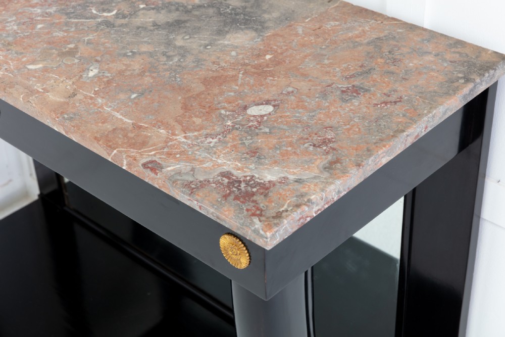 19th Century French Ebonised Console Table with Marble Top View VI