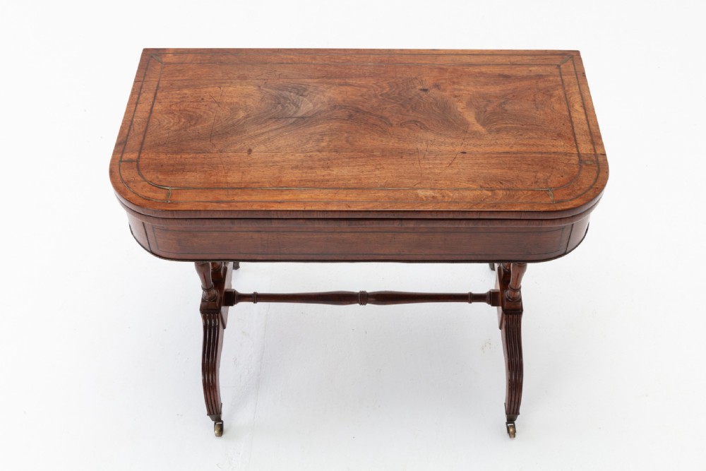 19th Century English Regency Rosewood and Palm Wood Card Table View III