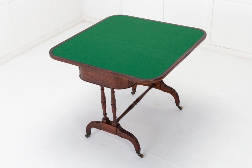 19th Century English Regency Rosewood and Palm Wood Card Table View VI