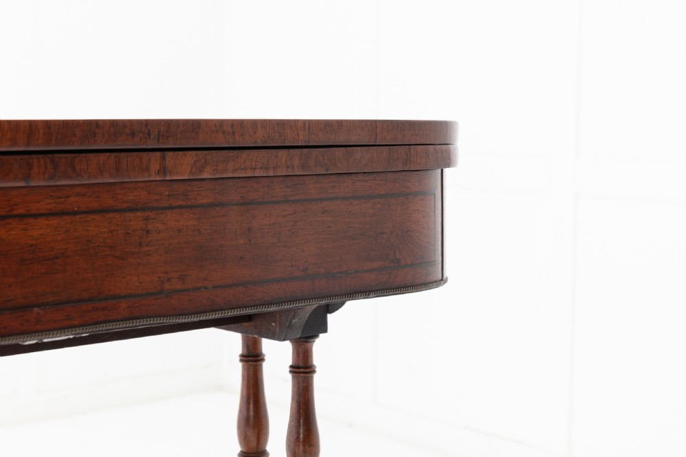 19th Century English Regency Rosewood and Palm Wood Card Table View VII