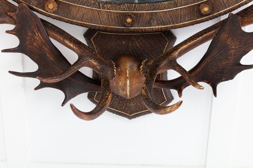 19th Century Oval Antler Mirror View III