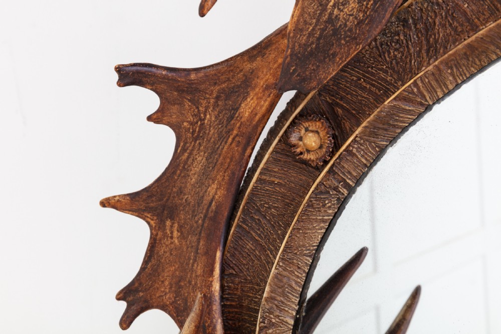 19th Century Oval Antler Mirror View V