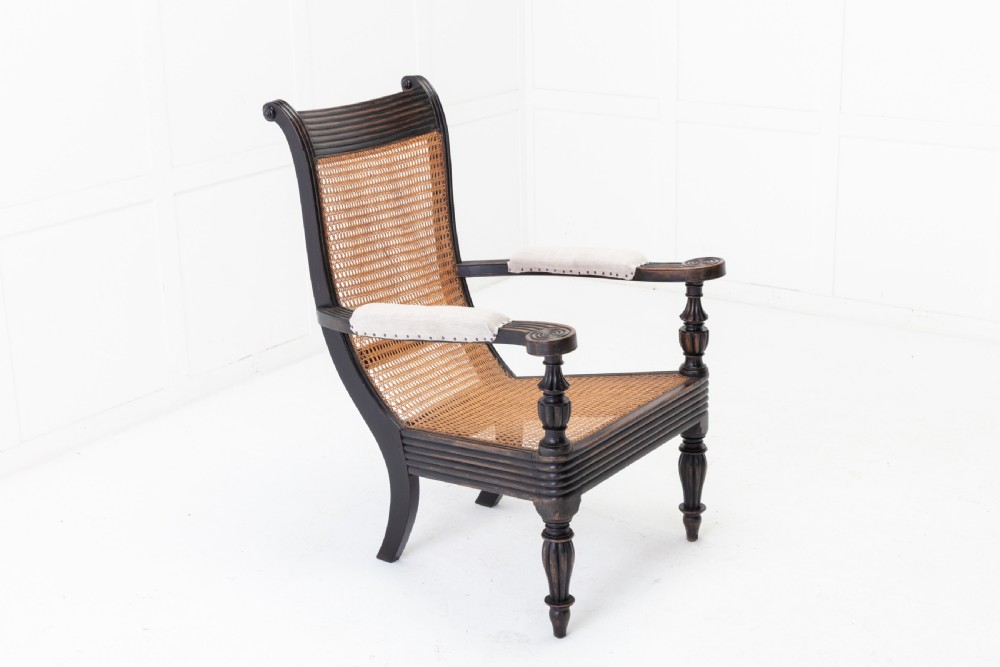 19th Century Anglo Indian Ebonised Teak Armchair