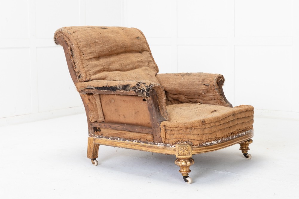 19th Century English Country House Giltwood Armchair