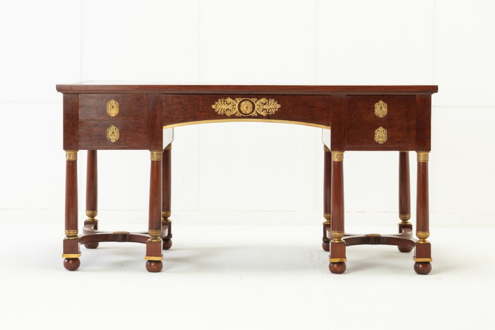 19th Century French Plum Pudding Mahogany Bureau Plat