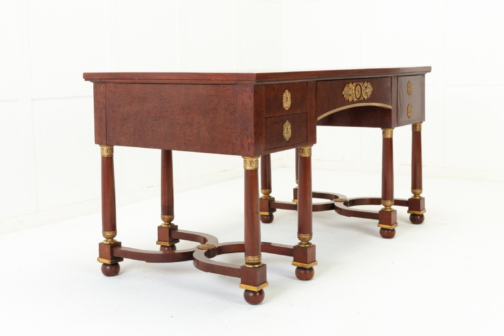 19th Century French Plum Pudding Mahogany Bureau Plat View IV