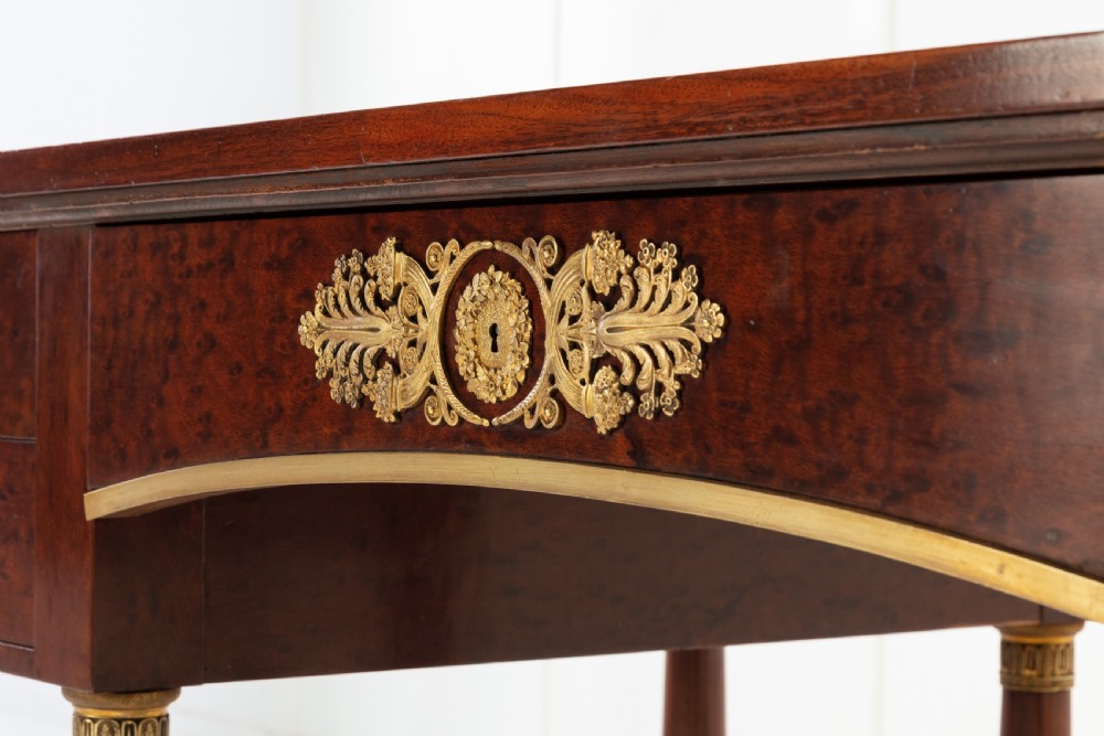 19th Century French Plum Pudding Mahogany Bureau Plat View VIII