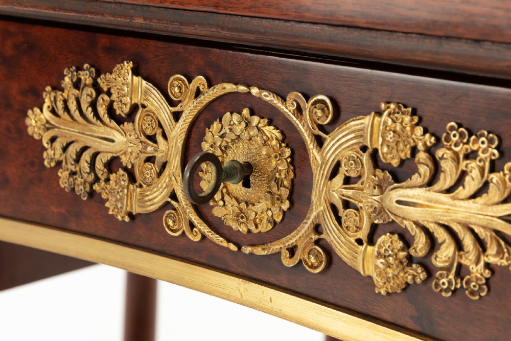 19th Century French Plum Pudding Mahogany Bureau Plat View X