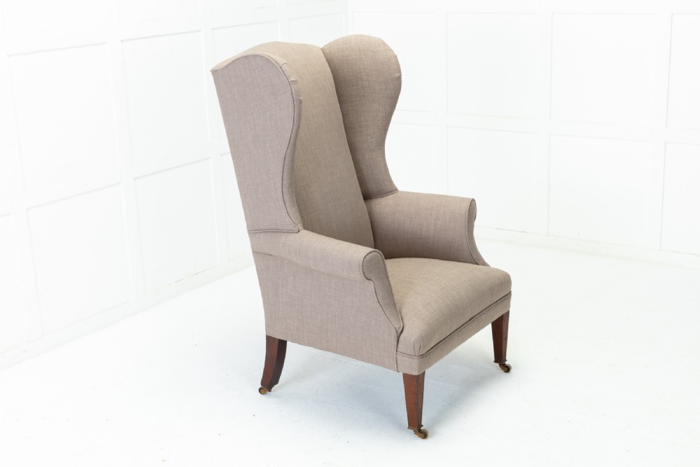19th Century English Mahogany Wing Chair