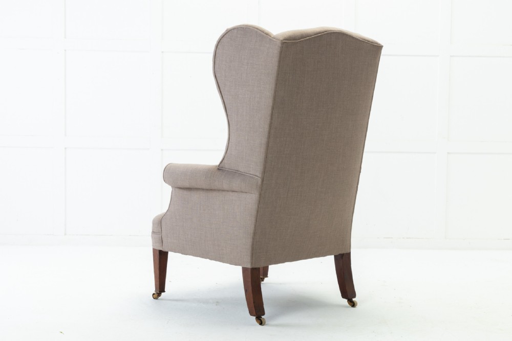 19th Century English Mahogany Wing Chair View VII