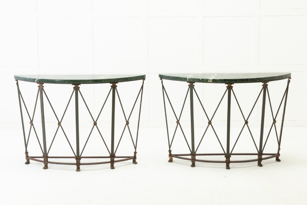 Pair of French 1940s Iron Console Tables