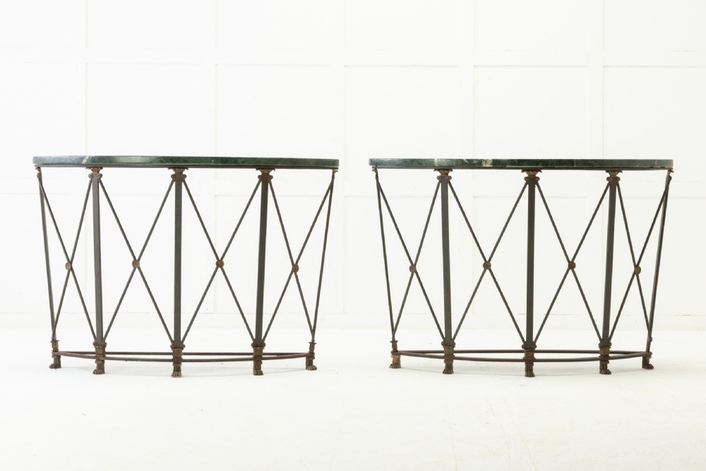 Pair of French 1940s Iron Console Tables View II