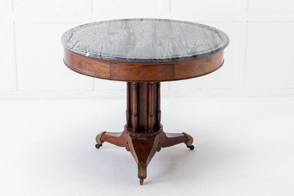 Early 19th Century French Mahogany Circular Table with Marble Top