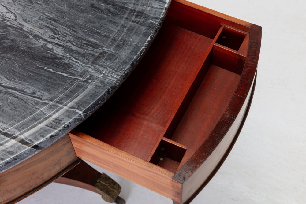 Early 19th Century French Mahogany Circular Table with Marble Top View IX