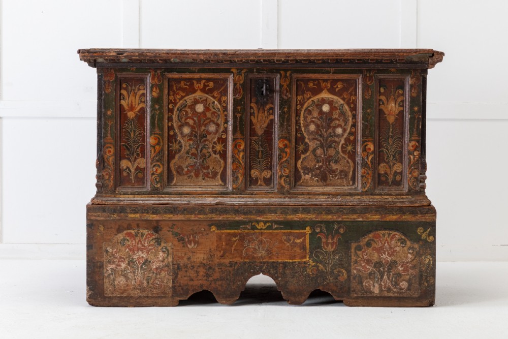 18th Century Painted Trunk on Stand View III