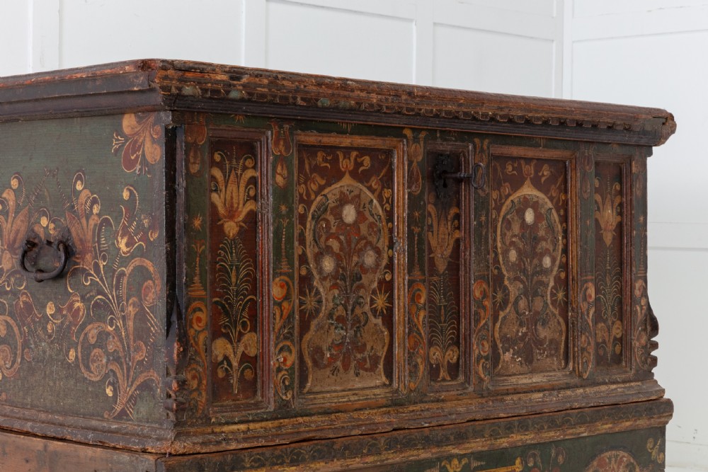 18th Century Painted Trunk on Stand View VI