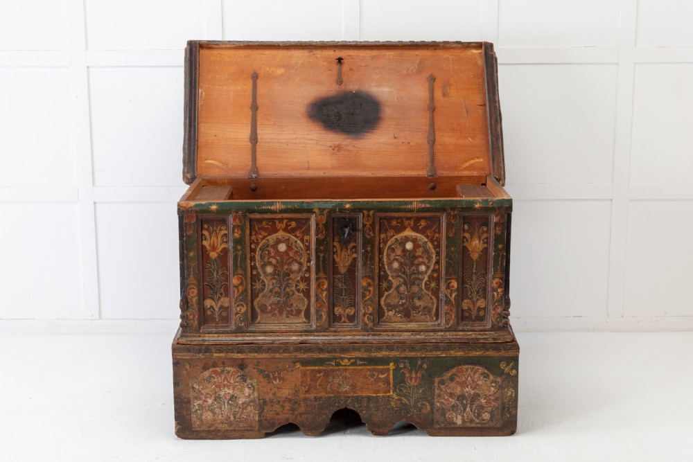 18th Century Painted Trunk on Stand View XI
