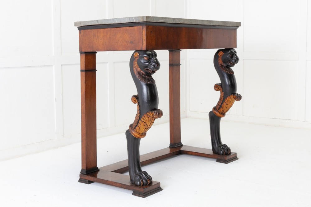 Early 19th Century Walnut Console Table with Marble Top