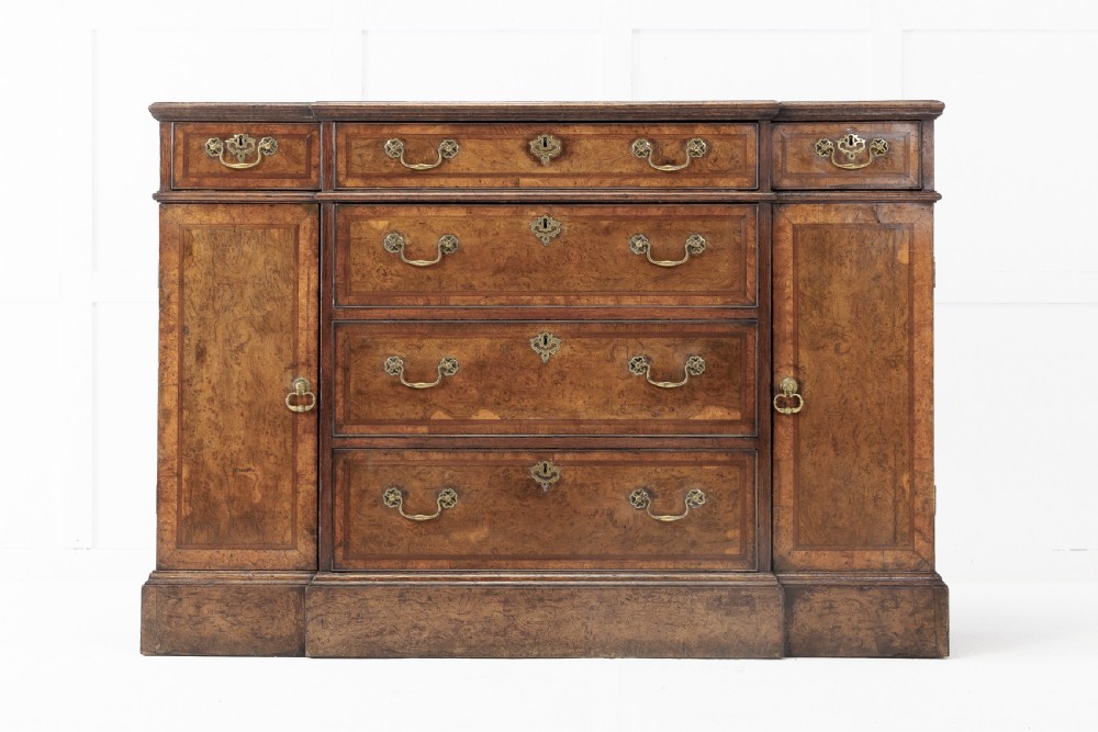 George III Burr Oak Break Front Side Cabinet
