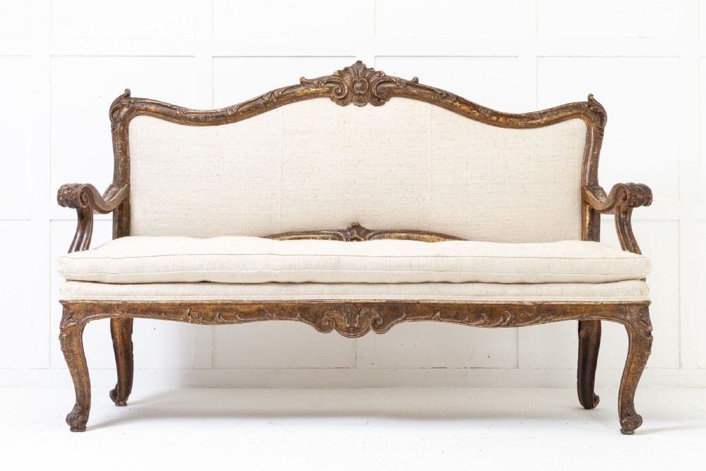 18th Century Italian Carved and Gilded Sofa