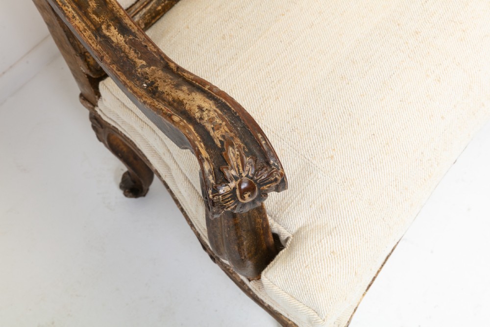 18th Century Italian Carved and Gilded Sofa View II
