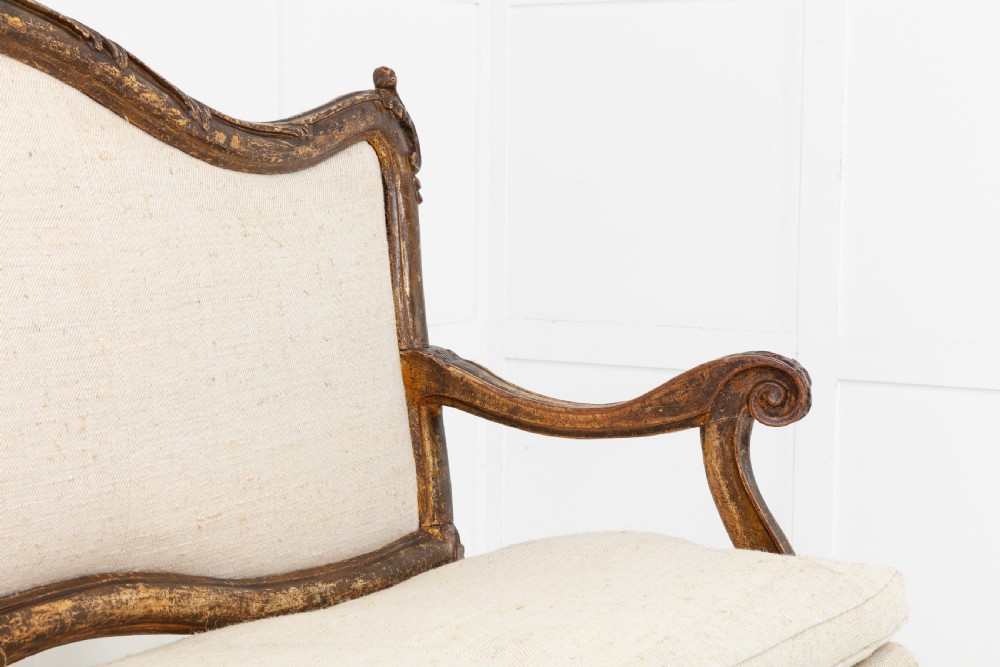 18th Century Italian Carved and Gilded Sofa View III