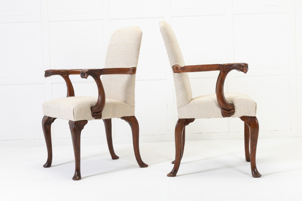 Pair of 1930s English Walnut Chairs