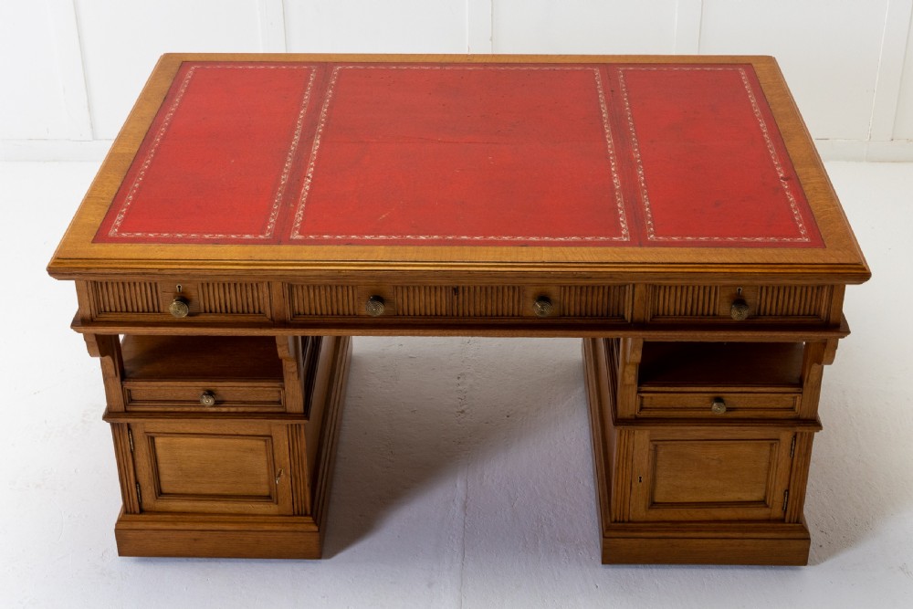 19th Century English Oak Partners Desk (George Bartholomew & Co) View III