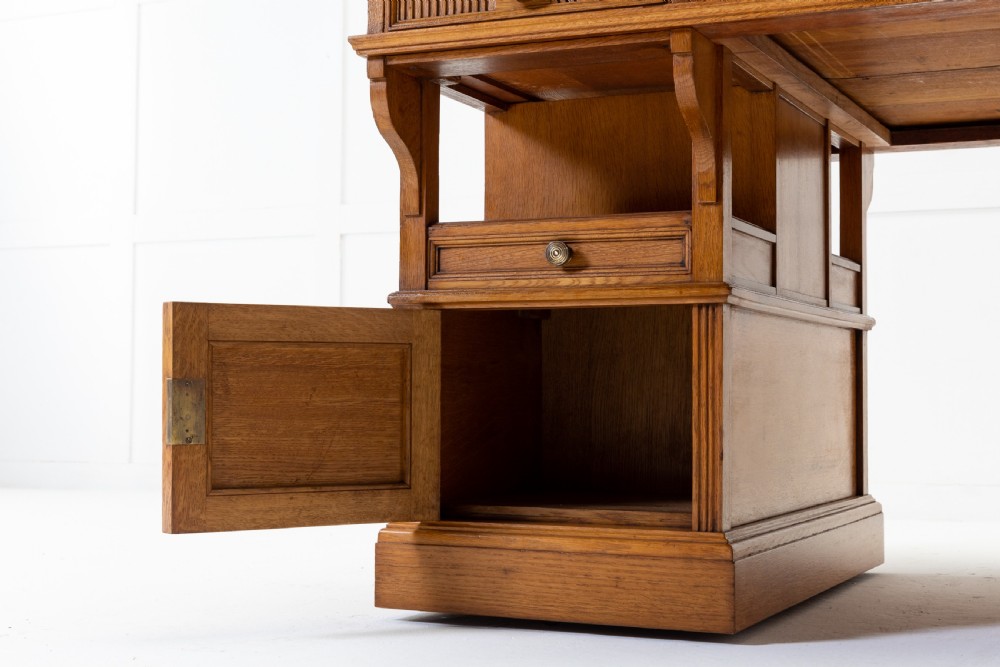 19th Century English Oak Partners Desk (George Bartholomew & Co) View V
