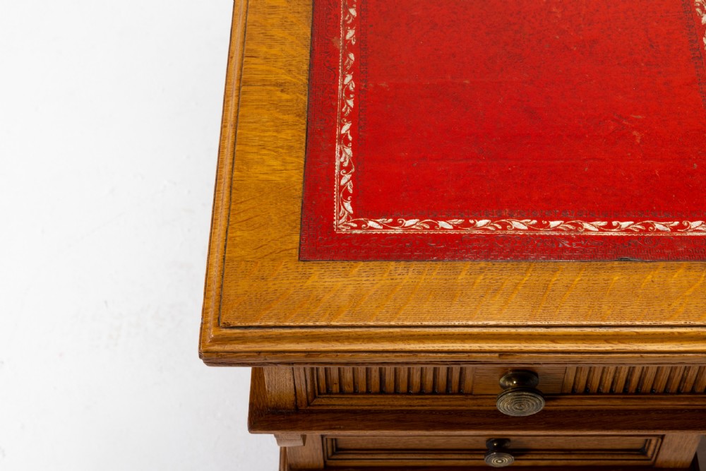 19th Century English Oak Partners Desk (George Bartholomew & Co) View VII