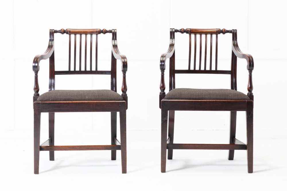 Pair of George III Regency Mahogany Elbow Chairs