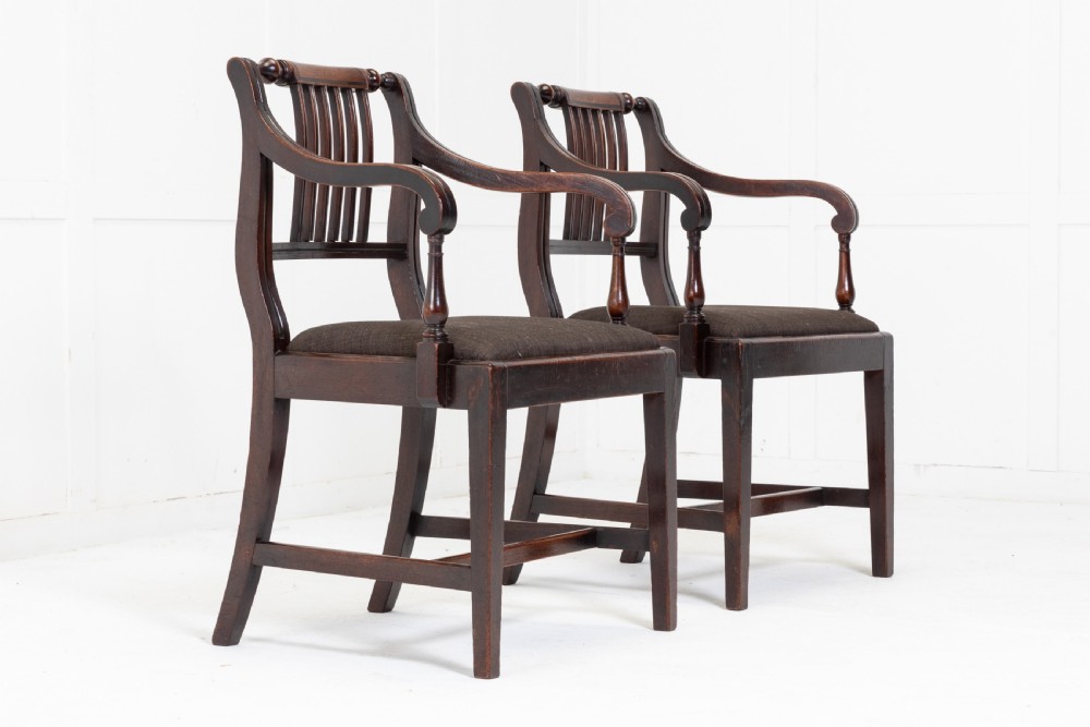 Pair of George III Regency Mahogany Elbow Chairs View II