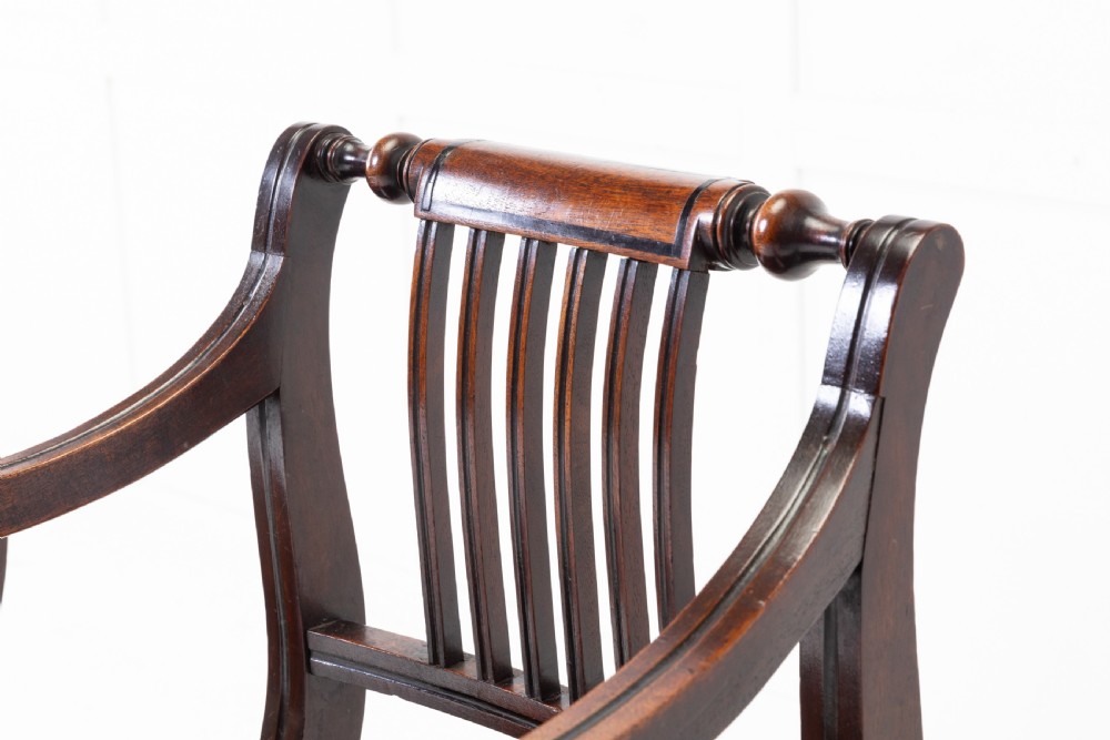 Pair of George III Regency Mahogany Elbow Chairs View III
