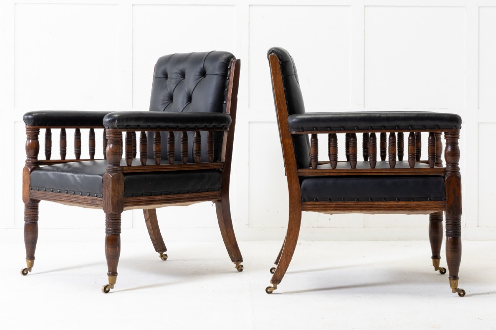 Pair of 19th Century Large Scale Oak Armchairs