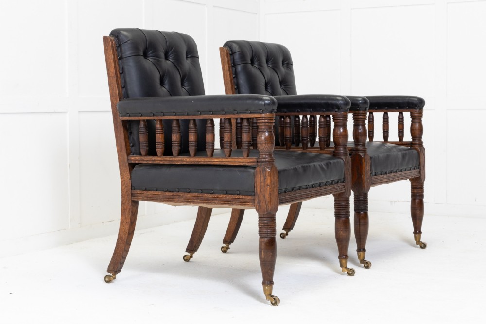 Pair of 19th Century Large Scale Oak Armchairs View II